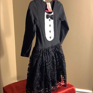 Girls tuxedo dress with lace bottom